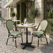 Ellis Cafésæt (2 Stole) – AFRICA 4 Bordstel & Bordplade i Komprimeret Natursten m. Marmorlook & Messingkant Ø60 cm