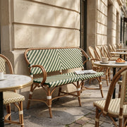 Paris Cafébænk – Håndflettet, Fransk bistroflet – Grøn/Beige